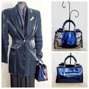 COLBALT Blue Embroidered Handbag
